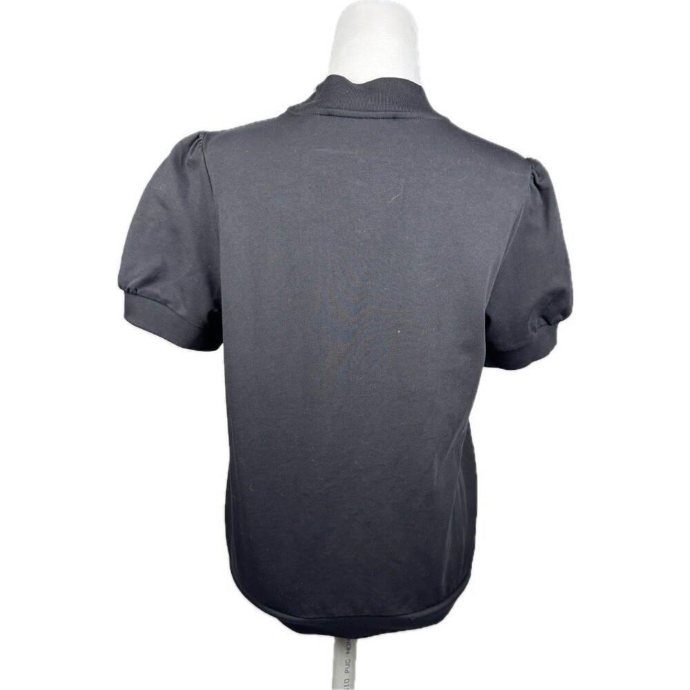 NWT Love Moschino Black Size US 8 Italy 44 Puff Sleeve Heart 2008 Mock Neck Love - Picture 2 of 10